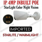 Latest IP 4MP Inbuilt Poe StarLight Color Night Vision Outdoor Bullet Camera . *1 Year Warranty*